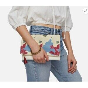 NWOT Anthropologie Rachel Pally Bag Reversible Fold Over Clutch Floral Cream